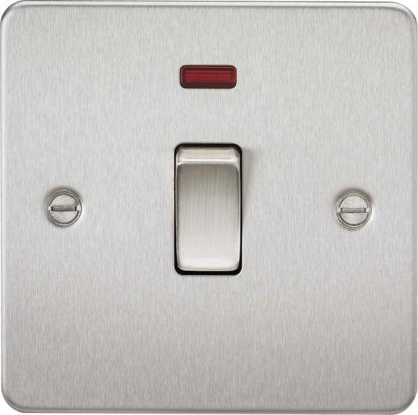 Knightsbridge MLA FP8341NBC Flat Plate 20A 1G DP switch with neon - brushed chrome