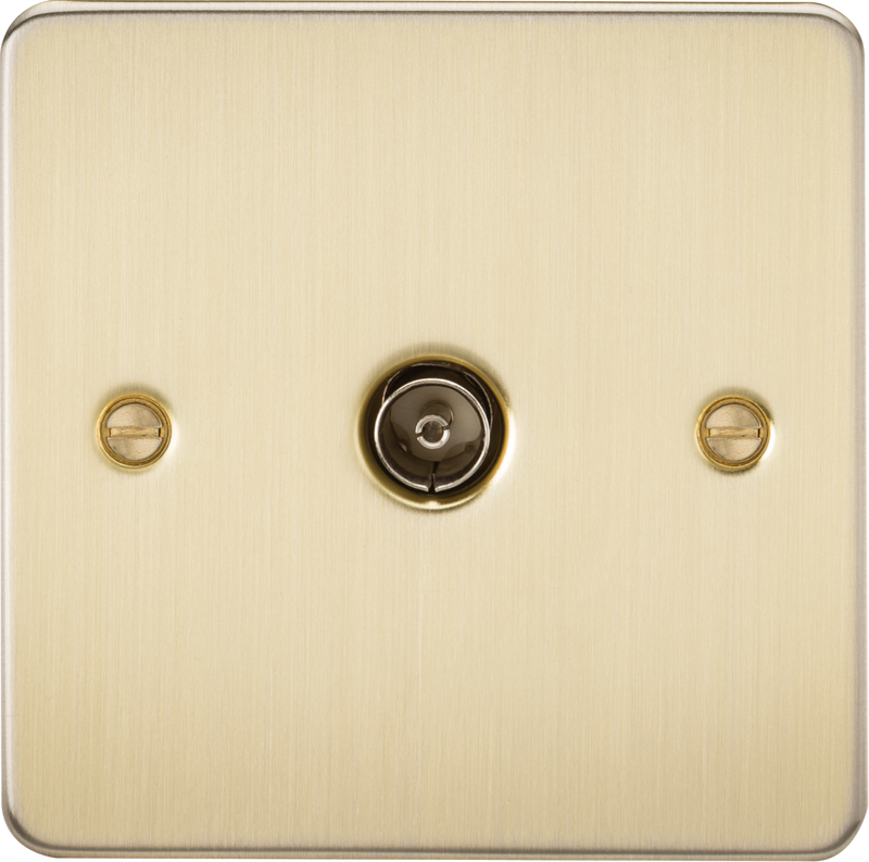 Knightsbridge MLA FP0100BB Flat Plate 1G TV Outlet (non-isolated) - Brushed Brass