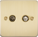 Knightsbridge MLA FP0140BB Flat Plate TV and SAT TV Outlet (isolated) - Brushed Brass