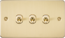 Knightsbridge MLA FP3TOGBB Flat Plate 10AX 3G 2-way toggle switch - brushed brass