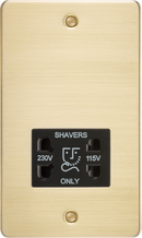 Knightsbridge MLA FP8900BB Flat Plate 115/230V dual voltage shaver socket - brushed brass with black insert