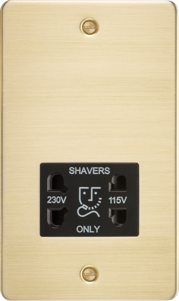 Knightsbridge MLA FP8900BB Flat Plate 115/230V dual voltage shaver socket - brushed brass with black insert