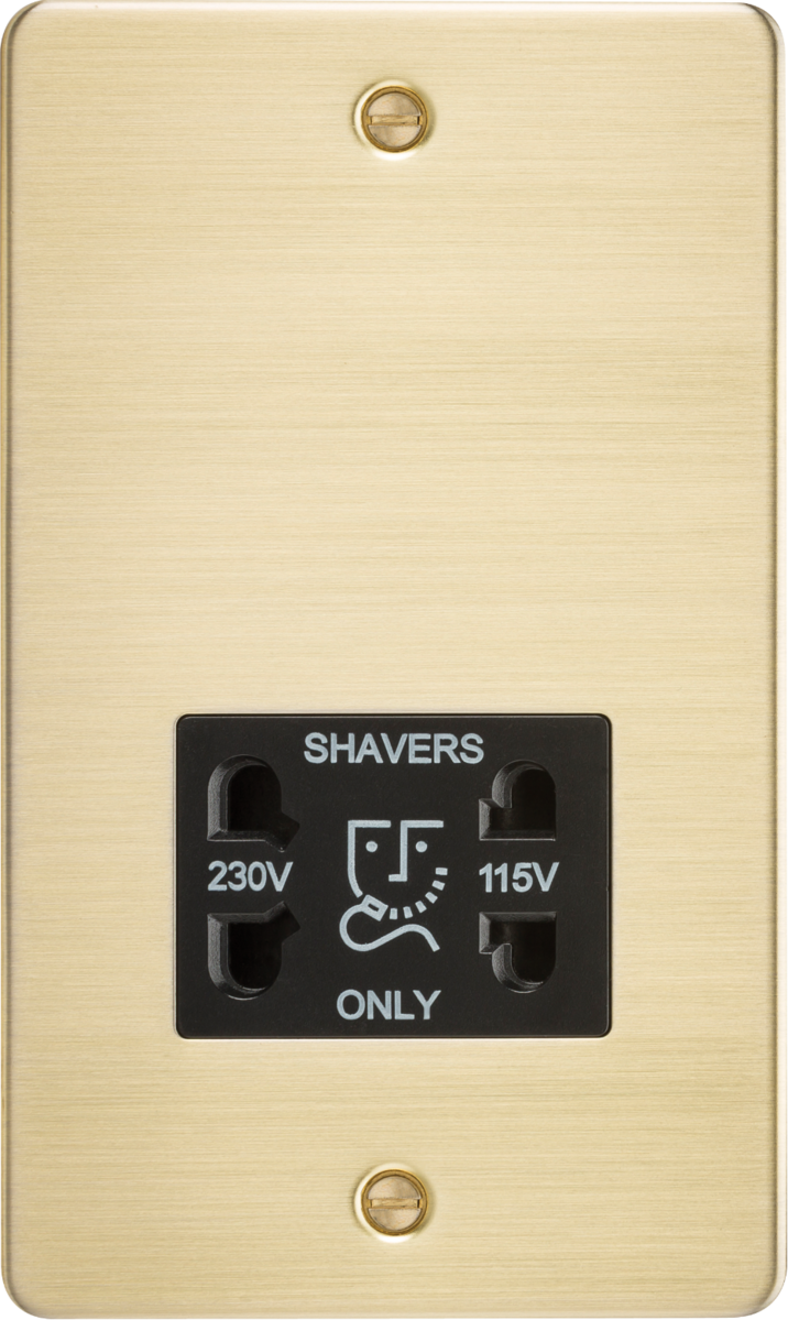 Knightsbridge MLA FP8900BB Flat Plate 115/230V dual voltage shaver socket - brushed brass with black insert