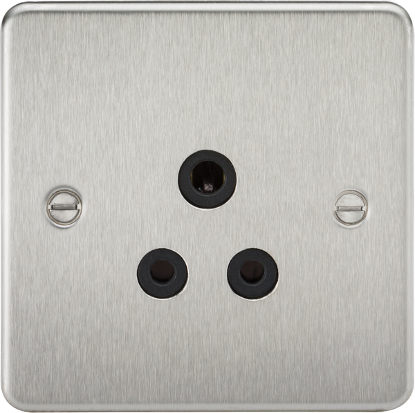 Knightsbridge MLA FP5ABC Flat Plate 5A unswitched socket - brushed chrome with black insert