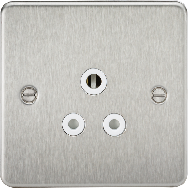 Knightsbridge MLA FP5ABCW Flat Plate 5A unswitched socket - brushed chrome with white insert