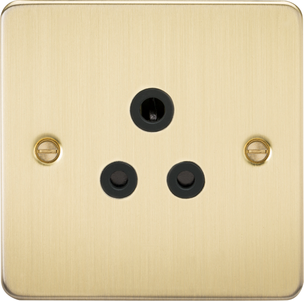 Knightsbridge MLA FP5ABB Flat Plate 5A unswitched socket - brushed brass with black insert