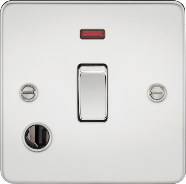 Knightsbridge MLA FP8341FPC Flat Plate 20A 1G DP switch with neon and flex outlet - polished chrome