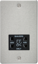 Knightsbridge MLA FP8900BC Flat Plate 115/230V dual voltage shaver socket - brushed chrome with black insert