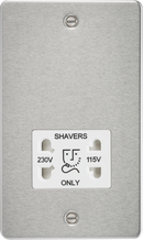 Knightsbridge MLA FP8900BCW Flat Plate 115/230V dual voltage shaver socket - brushed chrome with white insert