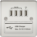 Knightsbridge MLA FPQUADPCW Flat Plate Quad USB charger outlet - Polished chrome with white insert
