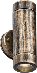 Knightsbridge MLA EA2BB EAMON - 230V IP54 GU10 Polycarbonate Up/Down Wall light - Brushed Brass