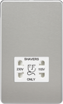 Knightsbridge MLA SF8900BCW Screwless 115V/230V Dual Voltage Shaver Socket - Brushed Chrome with White Insert