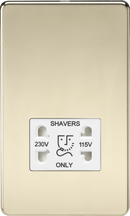 Knightsbridge MLA SF8900PBW Screwless 115V/230V Dual Voltage Shaver Socket - Polished Brass with White Insert