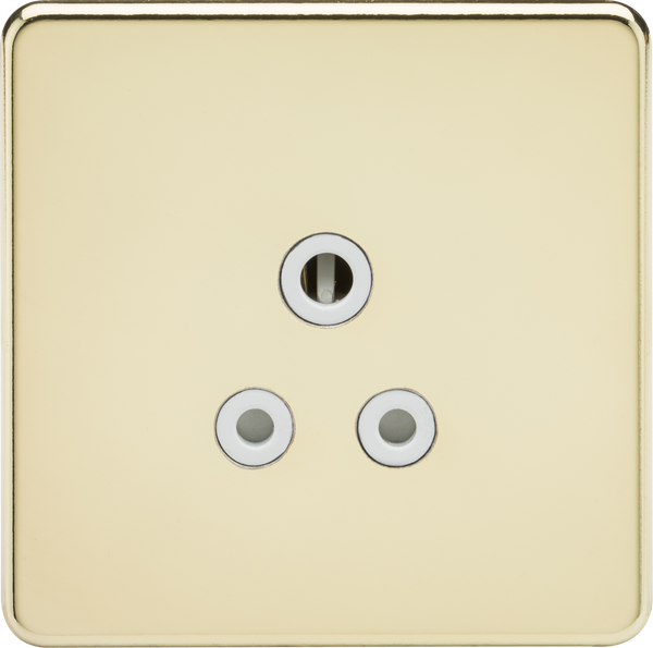 Knightsbridge MLA SF5APBW Screwless 5A Unswitched Socket - Polished Brass with White Insert