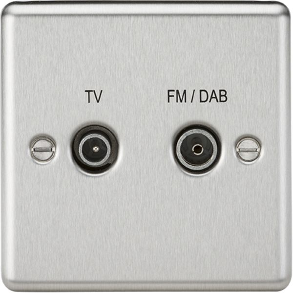 Knightsbridge MLA CL016BC Diplex TV & FM Dab Outlet - Rounded Edge Brushed Chrome