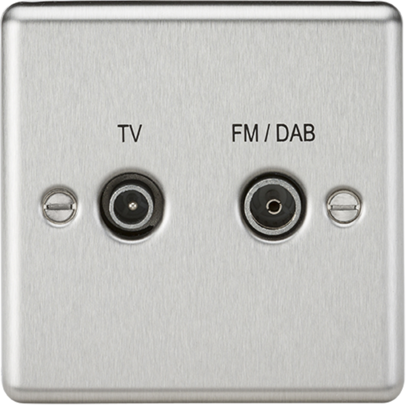 Knightsbridge MLA CL016BC Diplex TV & FM Dab Outlet - Rounded Edge Brushed Chrome