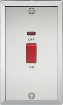 Knightsbridge MLA CV82NPC 45A DP Switch with Neon (double size) - Bevelled Edge Polished Chrome