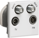 Knightsbridge MLA NETQDWH Quadplexed SAT1/SAT2/TV/FM DAB Outlet Module 50 x 50mm - White