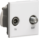 Knightsbridge MLA NETDISATWH Diplexed TV /SAT TV Outlet Module 50 x 50mm - White