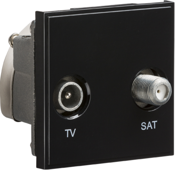 Knightsbridge MLA NETDISATBK Diplexed TV /SAT TV Outlet Module 50 x 50mm - Black