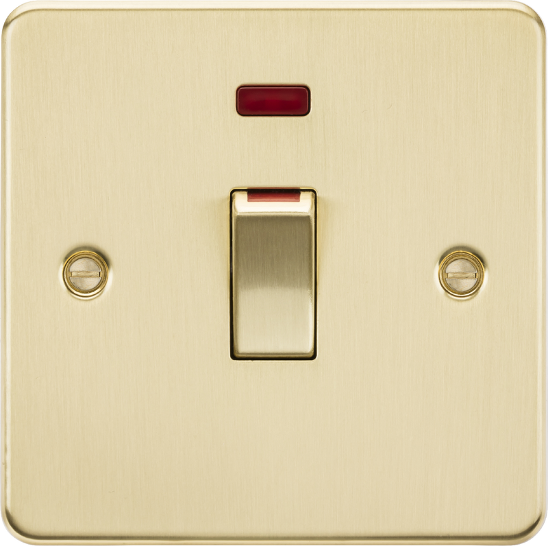 Knightsbridge MLA FP81MNBB 45A 1G DP Switch with neon - brushed brass