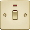 Knightsbridge MLA FP81MNPB 45A 1G DP Switch with neon - polished brass