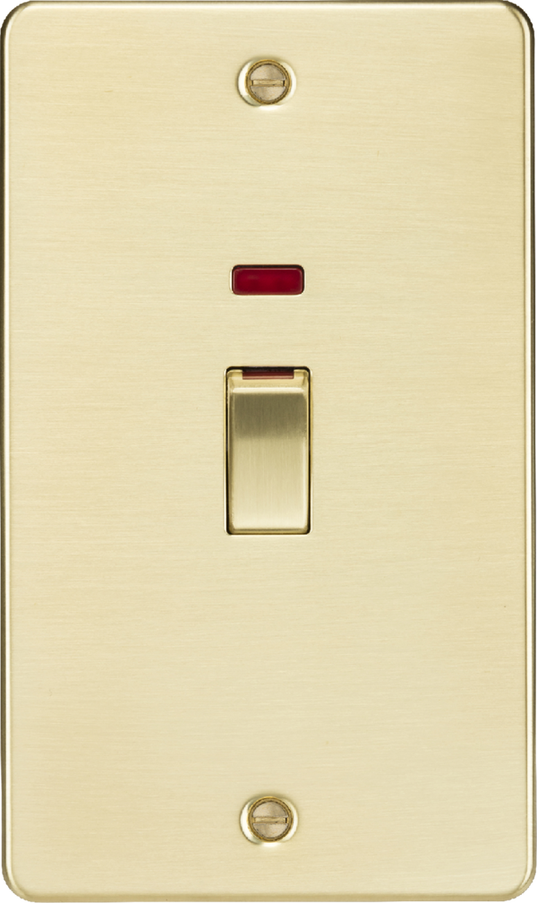 Knightsbridge MLA FP82MNBB 45A 2G DP Switch with neon - brushed brass