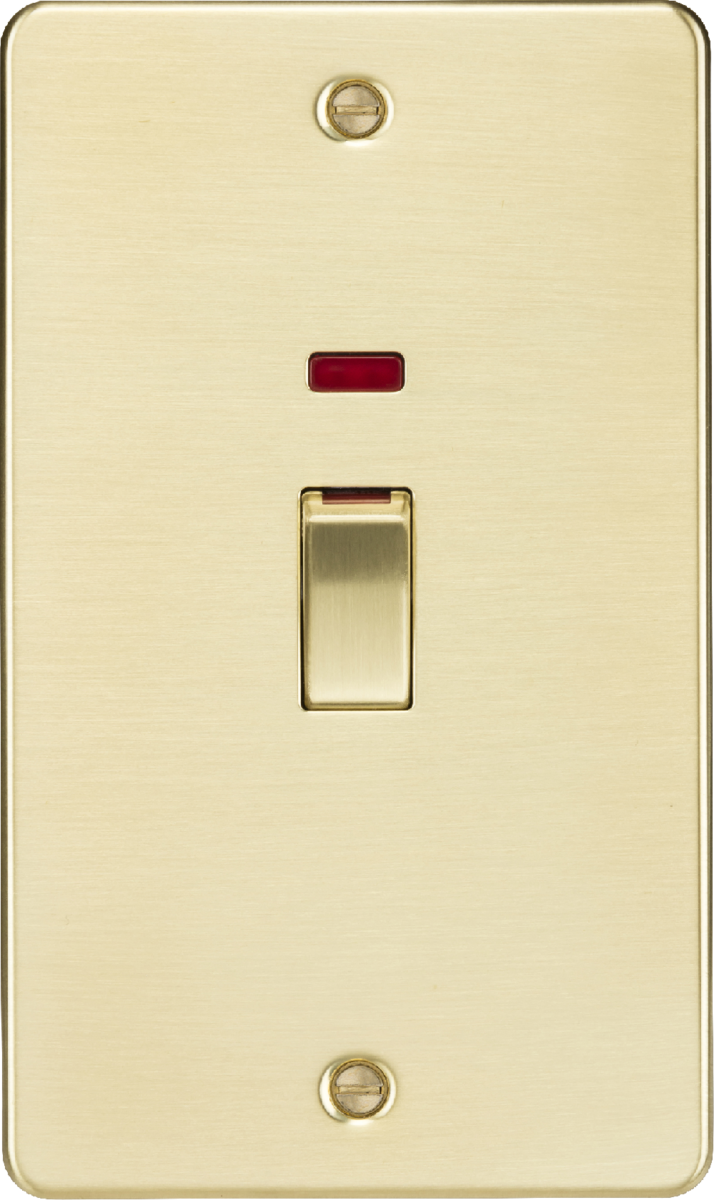 Knightsbridge MLA FP82MNBB 45A 2G DP Switch with neon - brushed brass