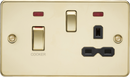 Knightsbridge MLA FPR83MNPB 45A DP Switch and 13A switched socket with neons - polished brass with black insert