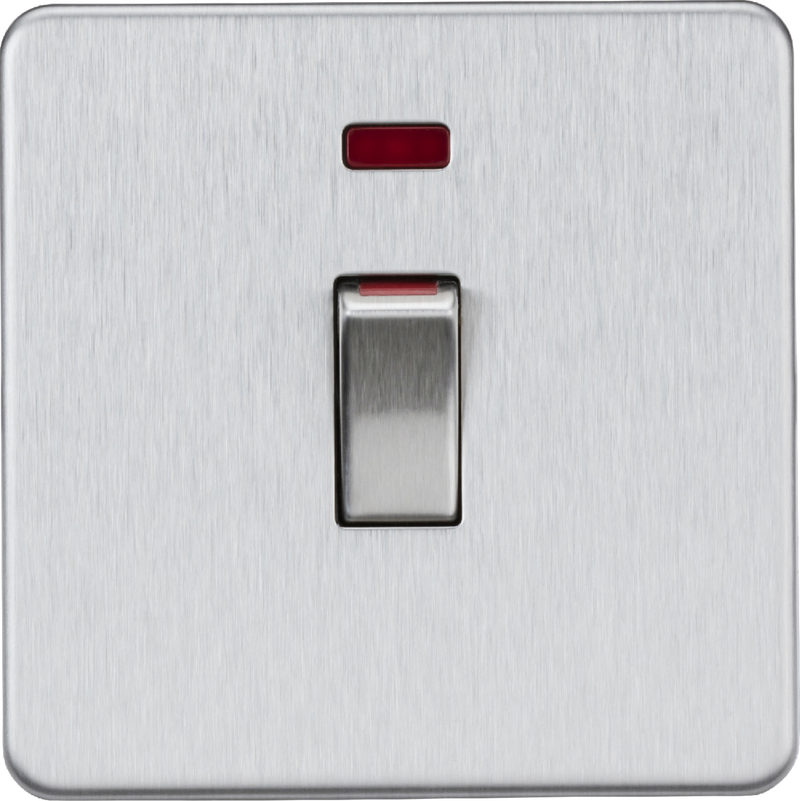 Knightsbridge MLA SF81MNBC 45A 1G DP switch with neon - brushed chrome