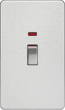 Knightsbridge MLA Screwless SF82MNBC 45A 2G DP switch with neon - brushed chrome