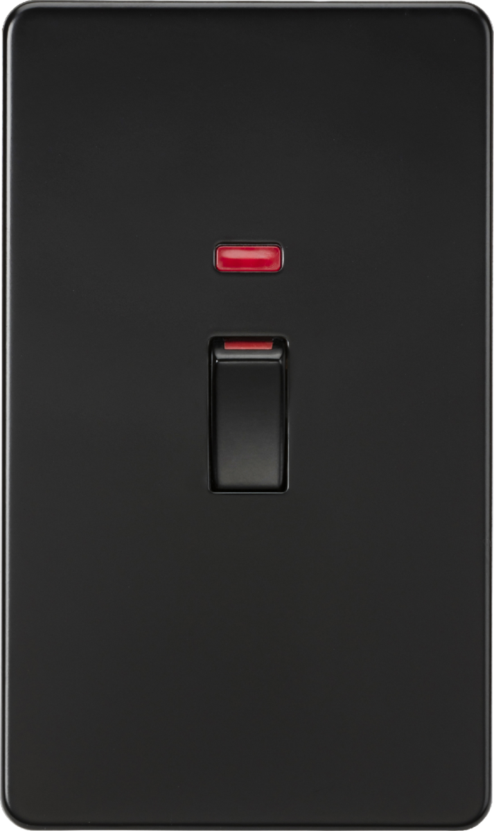 Knightsbridge MLA SF82MNMBB 45A 2G DP switch with neon - matt black