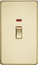 Knightsbridge MLA Screwless SF82MNPB 45A 2G DP switch with neon - polished brass