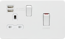 Knightsbridge MLA Screwless SFR83UMMW 45A DP Switch and 13A switched socket with dual USB charger - matt white