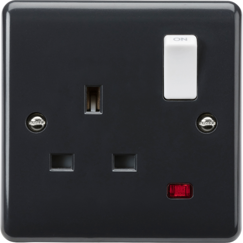 Knightsbridge MLA PM7000N 13A 1G DP switched socket with white rocker and neon [Part M compliant]