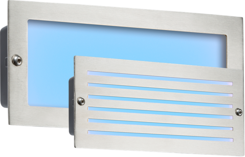 Knightsbridge MLA BLED5SB 230V IP54 5W Blue LED Recessed Brick Light - Brushed Steel Fascia