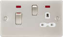 Knightsbridge MLA FPR83MNPLW 45A DP Switch and 13A switched socket with neons - pearl with white insert