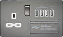 Knightsbridge MLA SFR7USB4BNW Screwless 13A switched socket with quad USB charger (5.1A) - black nickel with white insert