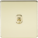 Knightsbridge MLA SF1TOGPB Screwless 10AX 1G 2-Way Toggle Switch - Polished Brass
