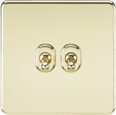 Knightsbridge MLA SF2TOGPB Screwless 10AX 2G 2-Way Toggle Switch - Polished Brass