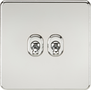 Knightsbridge MLA SF2TOGPC Screwless 10AX 2G 2-Way Toggle Switch - Polished Chrome