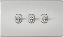 Knightsbridge MLA SF3TOGBC Screwless 10AX 3G 2-Way Toggle Switch - Brushed Chrome