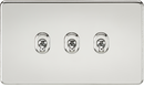 Knightsbridge MLA SF3TOGPC Screwless 10AX 3G 2-Way Toggle Switch - Polished Chrome