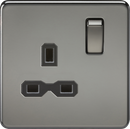 Knightsbridge MLA SFR7000BN Screwless 13A 1G DP switched socket - black nickel with black insert