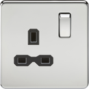 Knightsbridge MLA SFR7000PC Screwless 13A 1G DP switched socket - polished chrome with black insert