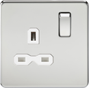 Knightsbridge MLA SFR7000PCW Screwless 13A 1G DP switched socket - polished chrome with white insert