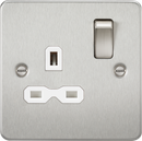 Knightsbridge MLA FPR7000BCW Flat plate 13A 1G DP switched socket - brushed chrome with white insert