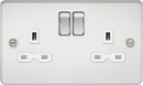 Knightsbridge MLA FPR9000PCW Flat plate 13A 2G DP switched socket - polished chrome with white insert