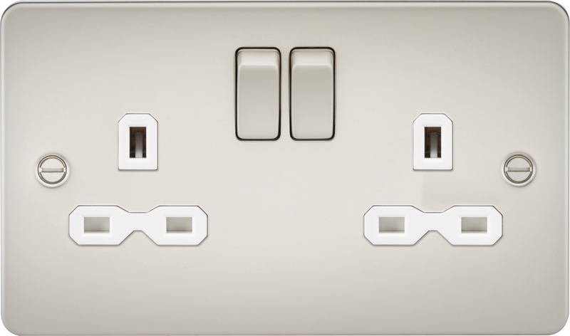 Knightsbridge MLA FPR9000PLW Flat plate 13A 2G DP switched socket - pearl with white insert