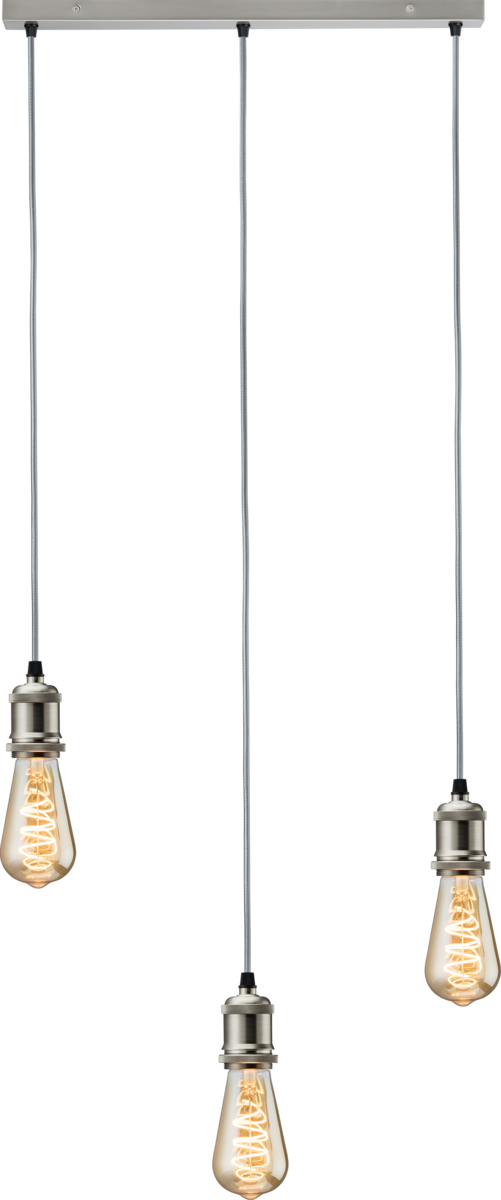 Knightsbridge MLA CALVI3BBC CALLA - 230V E27 Vintage 3 Light Bar Pendant - Brushed Chrome